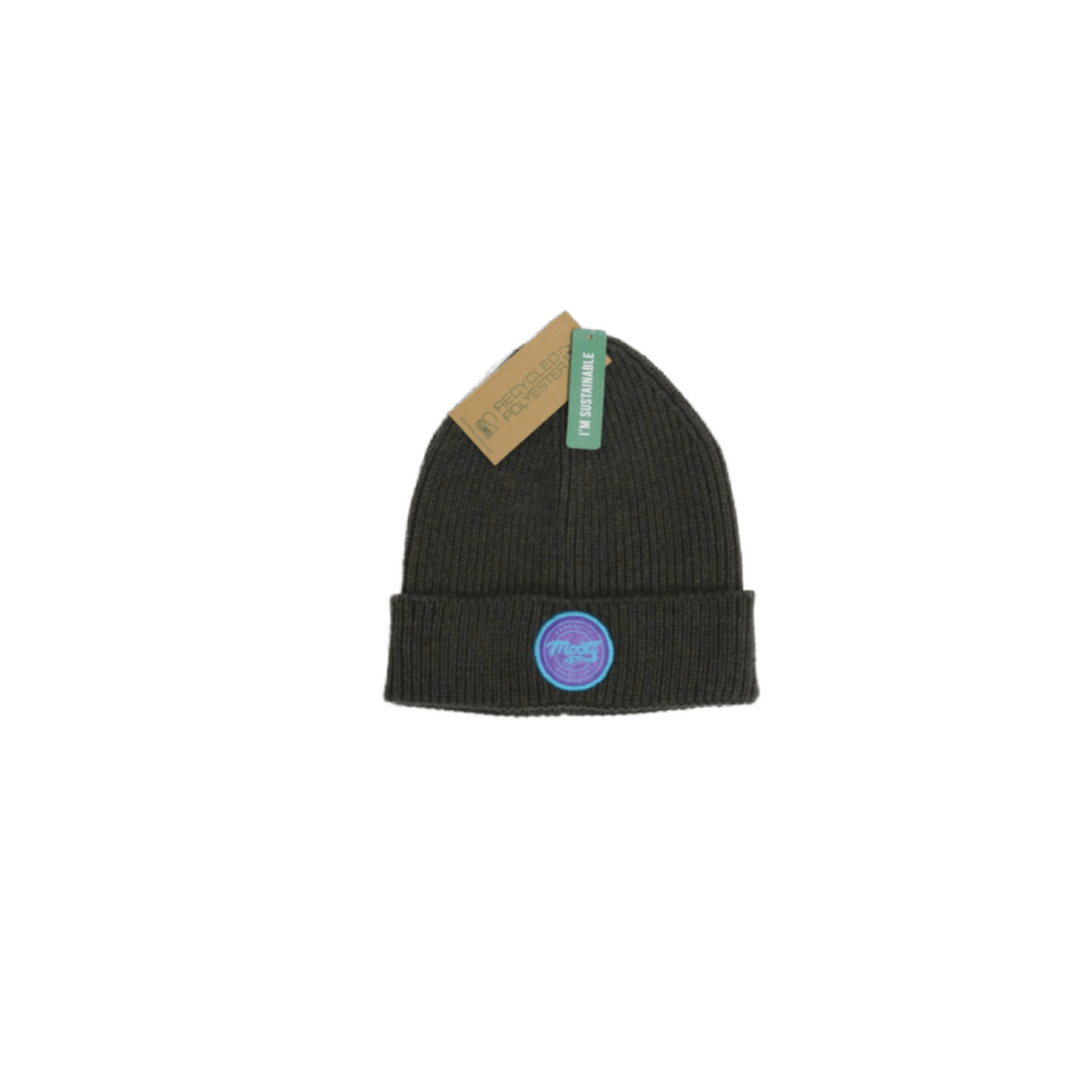 BEANIE- DARK GREY W/ ROUND VINTAGE LOGO