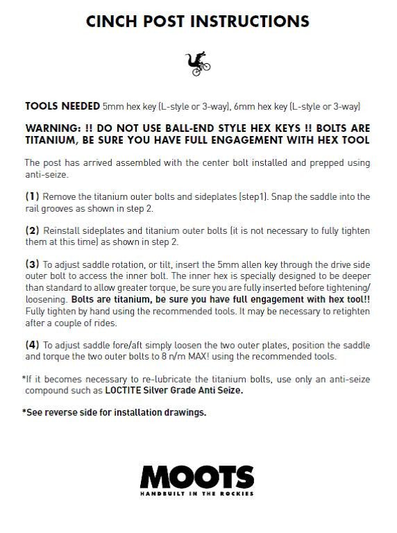 MOOTS CINCH POST PARTS