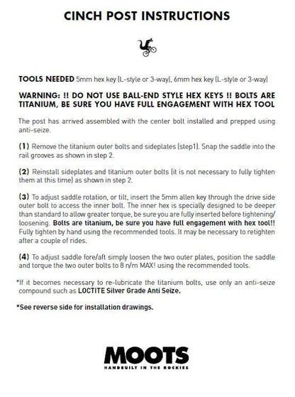 MOOTS CINCH POST PARTS